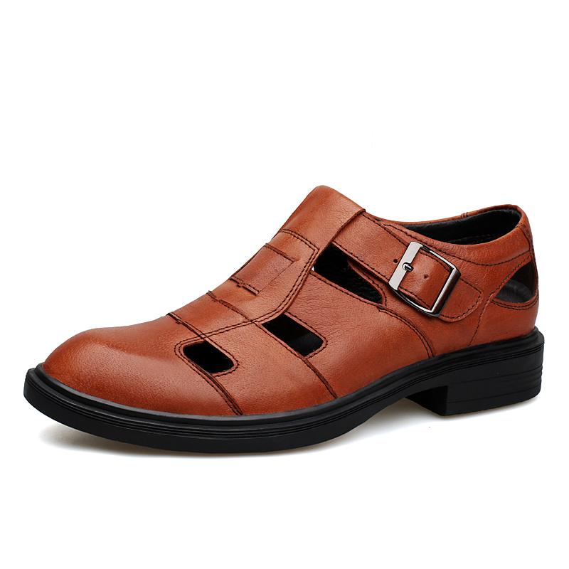 High End Brand Men's Genuine Leather Sandals Size 48 Mens Shoes New Platform Sandals Breathable Outdoor Camping Shoes Versatile