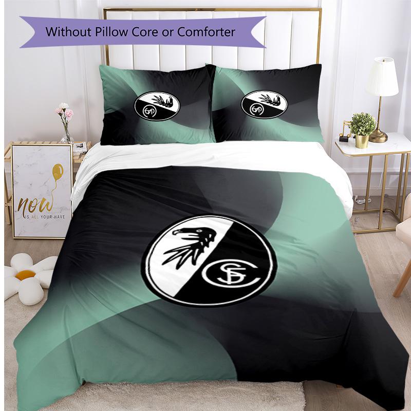 Set Lenzuola Stampato 3 Pezzi SC Freiburg FC Copripiumino Traspirante con Federe Biancheria da Letto Decorativa per Camera da Letto Casa
