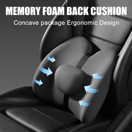 Lumbar Support Pillow Car Waist Cushion Ergonomic Design Soft Breathable Lower Back Support Pillow Memory Foam Seat Cushion