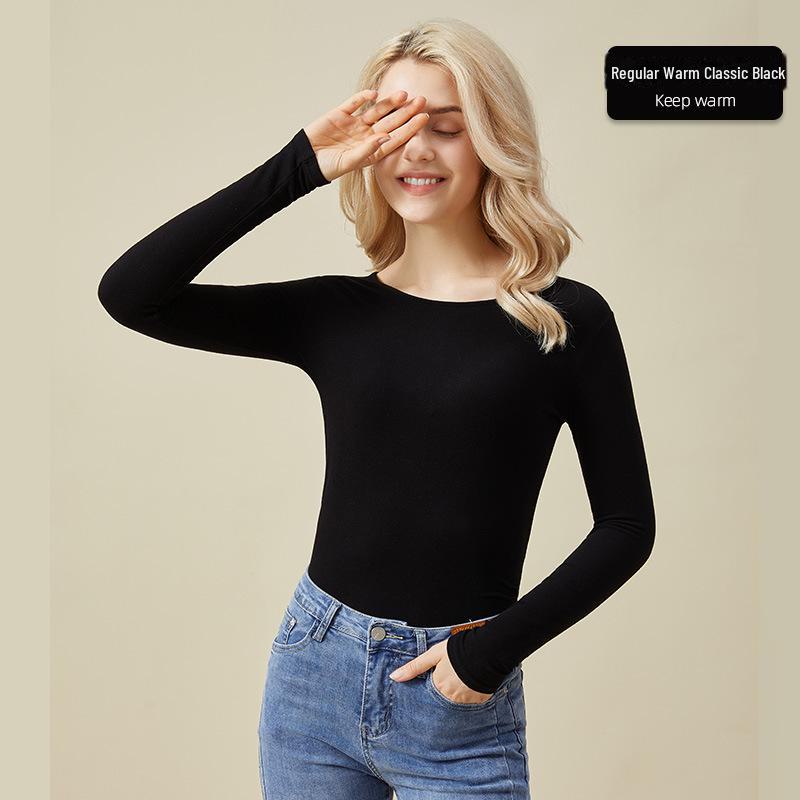 

Women s German Velvet Thermal Top: Hyaluronic Acid Infused, Elastic, Lightweight, and Soft Long Sleeve Round Neck T-Shirt S