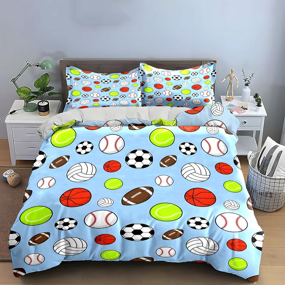 Sports Ball Pattern Set Multiple Sizes Kid'S And Adults' Bedroom Exquisite 3Pc Bedding Set, Gift