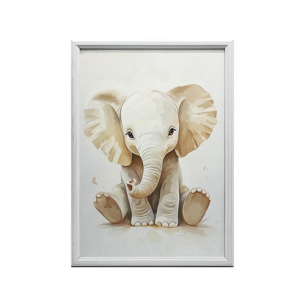 Plakat Mały Słonik W Minimalistycznym Stylu Plakat Mały Słonik W Minimalistycznym Stylu, 50X70 Cm, Bez Ramy, Papier Matowy 230 Gsm
