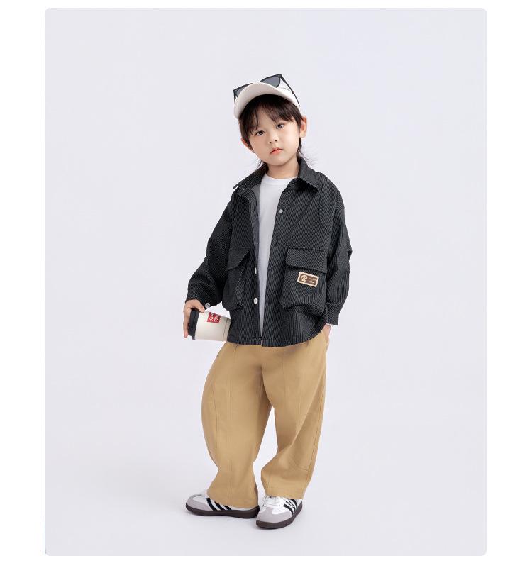 Boys' Stylish Long-Sleeve Turn-Down Collar Shirt - 2025 Spring/Autumn Collection