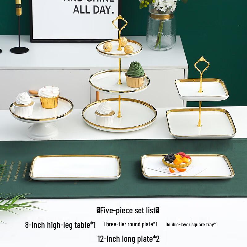 Nordic Gold Rim Ceramic Dessert Plates