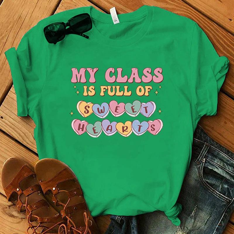 Hot Meine Klasse ist voller Lieblinge Aufdruck T-Shirt Locker Kurzarm Harajuku Casual Oberteile Damen Herren T-Shirt