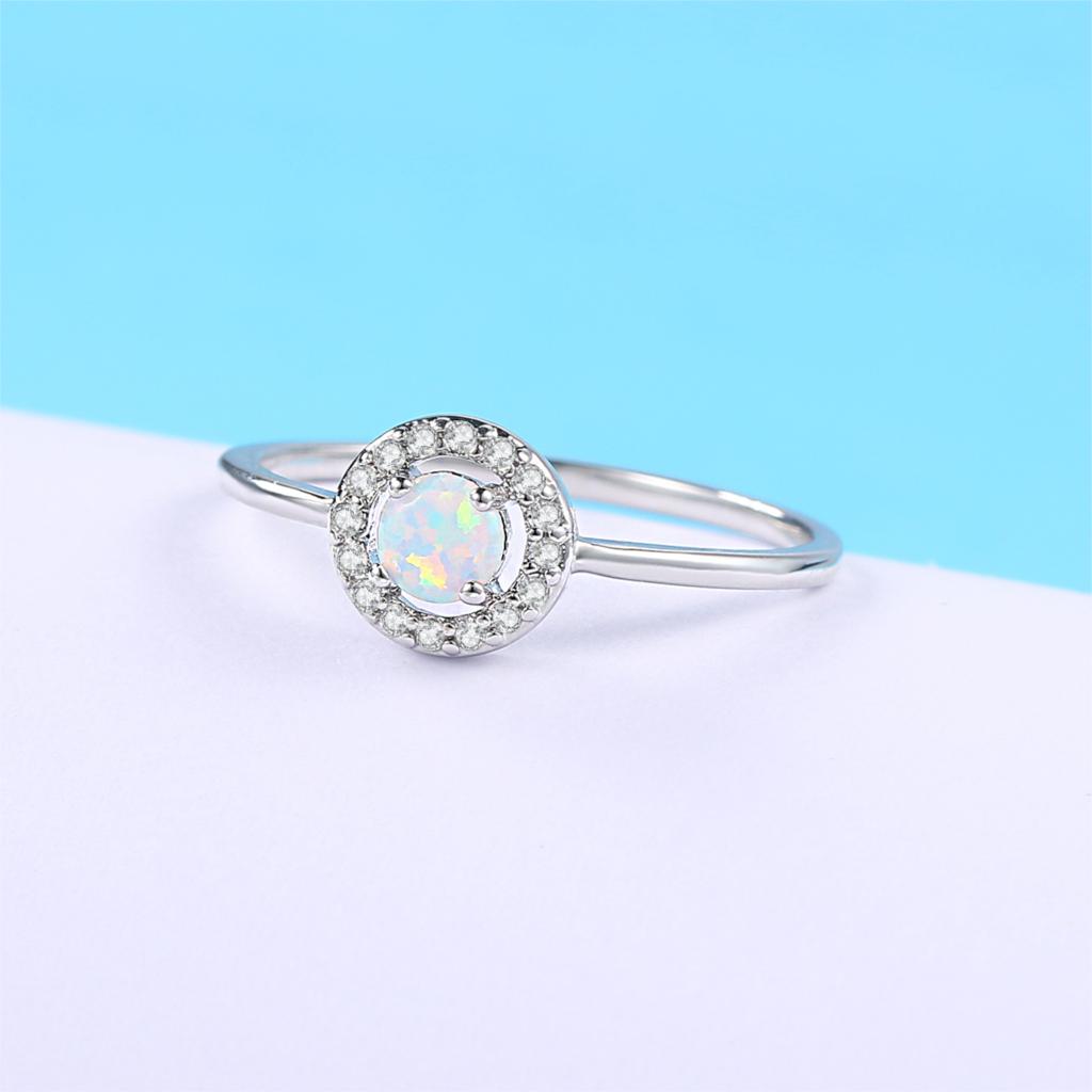 ZHOUYANG Ring For Women 4mm Small OPAL STONE Simple Style Silver Color Finger Ring Fashion Jewelry Gift For Girls ZYR848