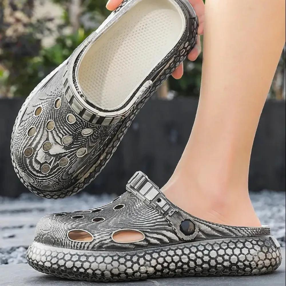 2025New large-sized fashionable thick-soled slippers for men and women, casual sports men's shoes, breathable wading beach shoes