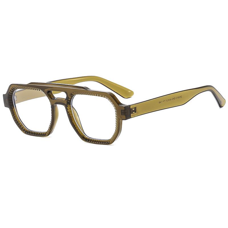 Retro Double-Beam Fashion Glasses: Versatile, Anti-Blue Light, High-End Style Frames for Casual Wear, Prescription Ready.