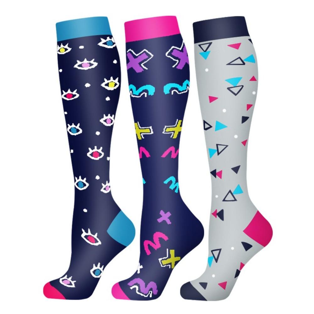 3 Pairs Breathable Compression Socks Soft Nurse Calf Pressure Leg Socks  for Outdoor Sports