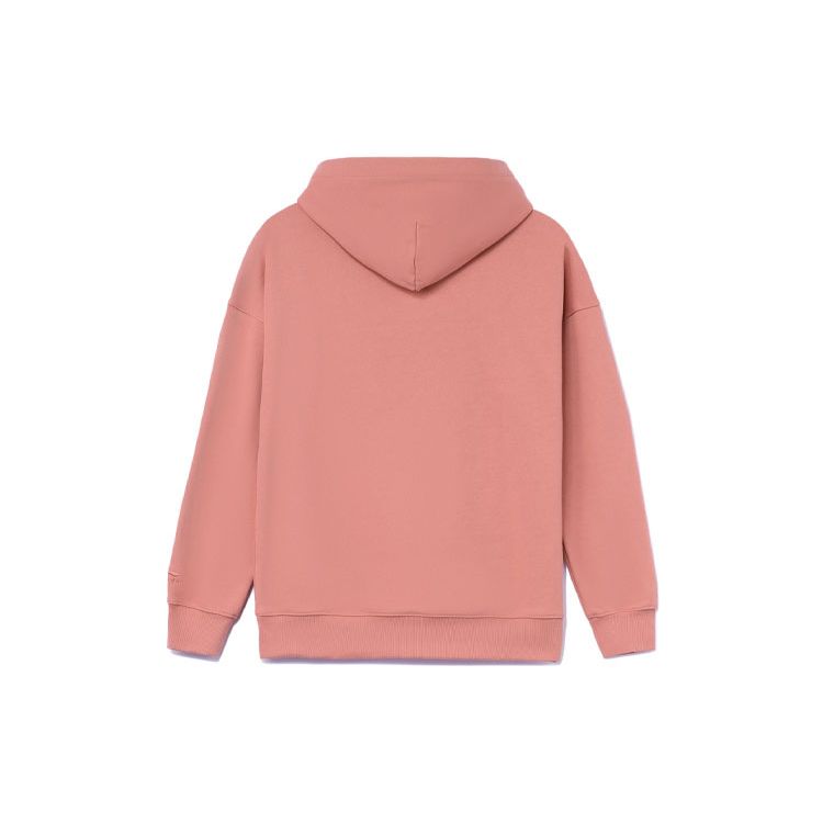 Li Ning Sports Trend Series Small Logo Pocket Solid Color Loose Hooded Pullover Long Sleeve Sweatshirt Men Sweatshirt Pink AWDR869-3