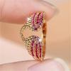 Trendy Crystal Rose Red Zircon Stone Vintage Gold Wedding Bands Engagement Rings For Women Men Minimalist Jewelry