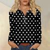 Women's Fashion Casual Printed V-neck Long Sleeve Button Up T-shirt Top