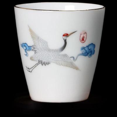 ZISIZ White Porcelain Crane Tea Cups (Set of 3)