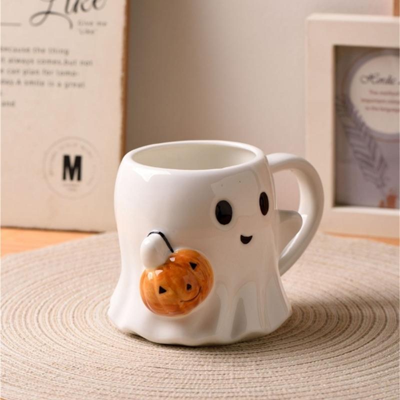 Scary Specters Shape Ceramic Mugs 600ml Large Capacity Halloween Innovative Gift for Home Office Use