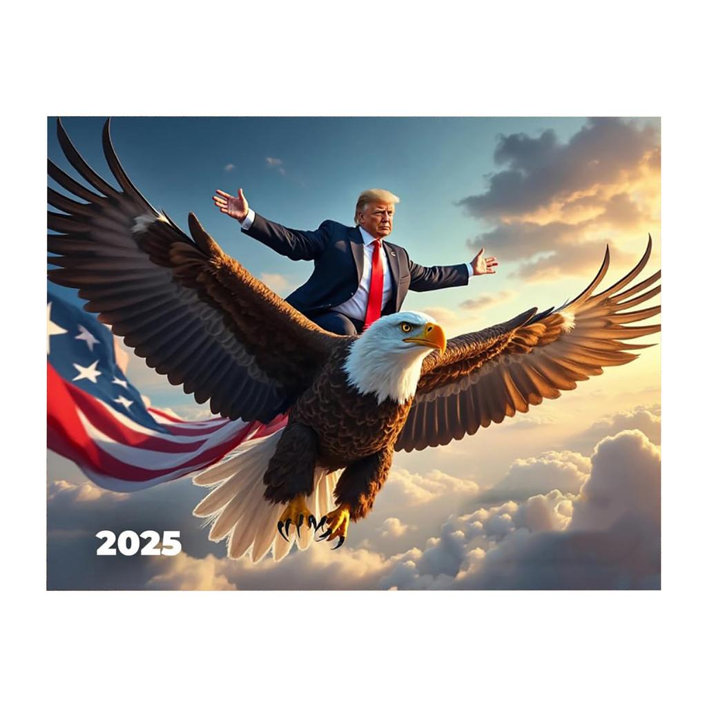 Presidentveggkalender 2025 – Presidentdesign, Månedskalender med fantastiske bilder, Perfekt for MAGA-supportere, Premium glanset finish