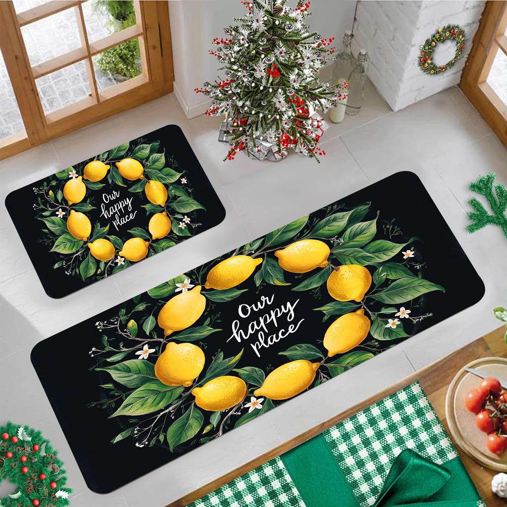 1Pcs Anti Fatigue Kitchen Rug, Lemon Print Waterproof Non-Slip Thick Cushioned Mat Comfort Standing Mat