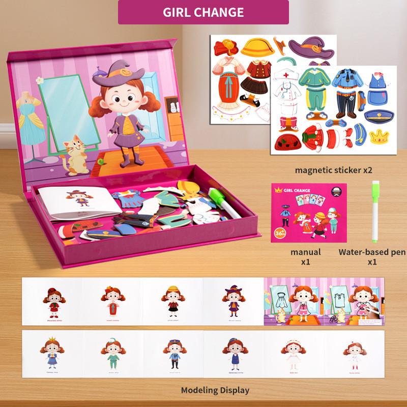 

Dinosaur Magnetic Face Puzzle For Toddlers Kids Educational Toy With Diy Fun рожевий червоний колір