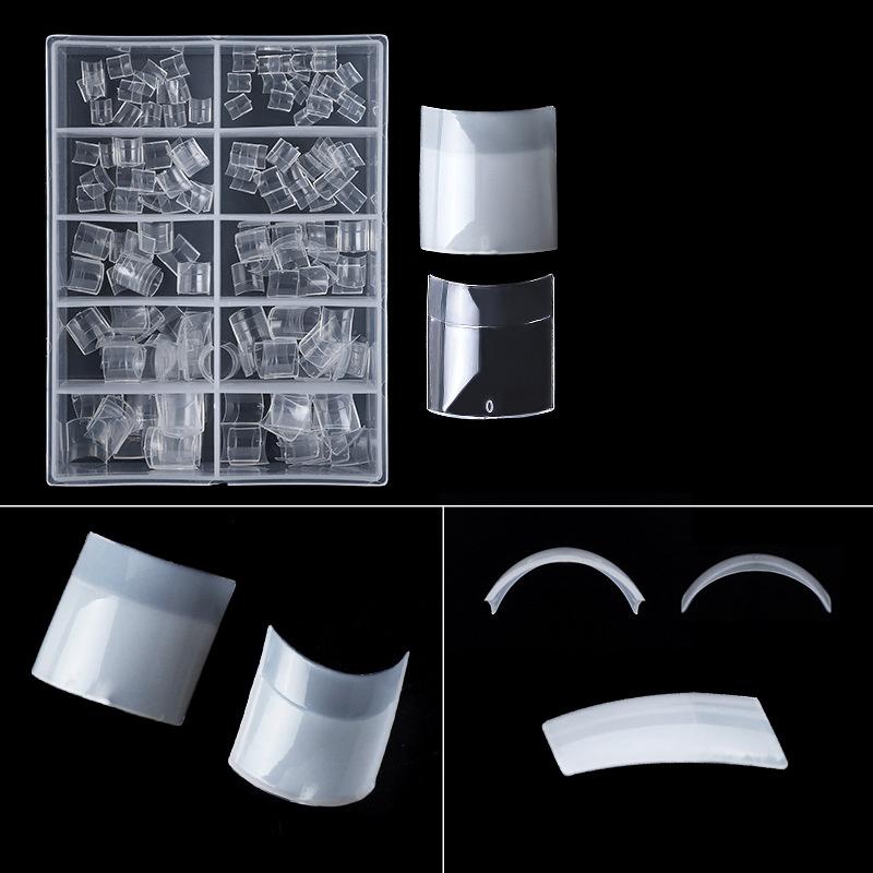 Nail Art Short French Half Sticker 200 Stück Nagelstück in Box, natürlicher transparenter quadratischer Kopf, künstlicher Nagel