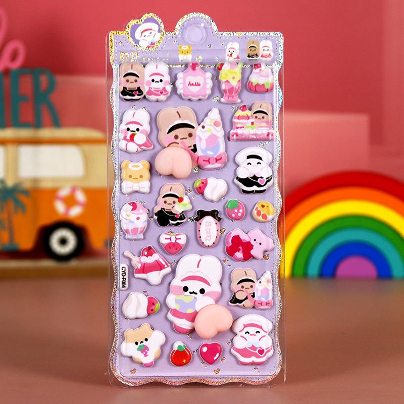 Cute Cartoon Animal Butt Peach Squeeze Stickers - Panda, Rabbit, and Friends