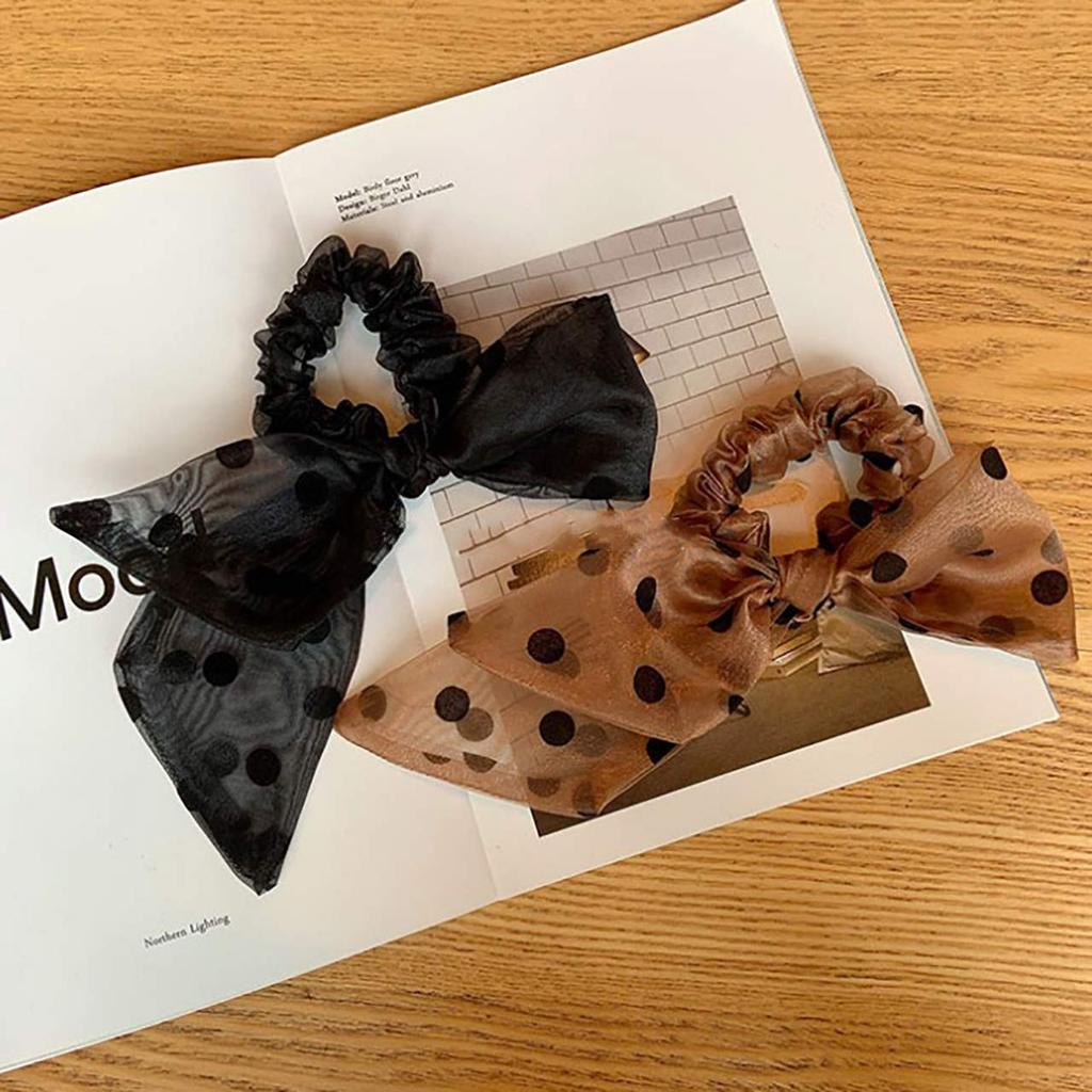 WHITE FANG Scrunchie Hair Tie with Polka Dot Stylish and Cute Hair Accessory for ZA073 Pattern, Women, (04 White)