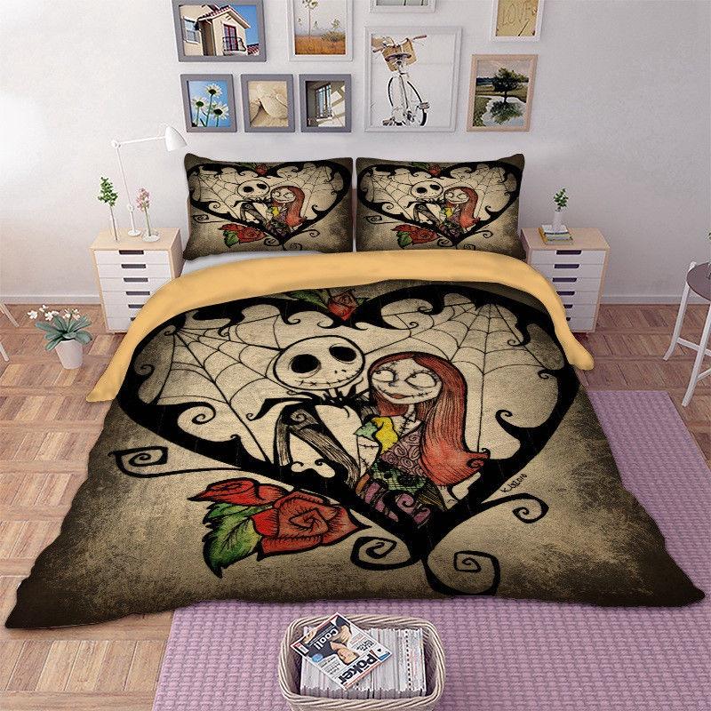 Luxurious Nightmare Before Christmas Duvet Cover With Pillow Cases Quilt Cover Bedding Set For Halloween Enthusiasts