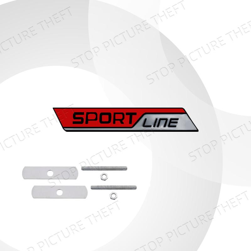 AAABV1 Metal Alloy Sport Line Logo Car Grille Badge Trunk Sticker Decoration Emblem For Skoda Fabia Octavia Citigo Rapid Kodiaq Karoq