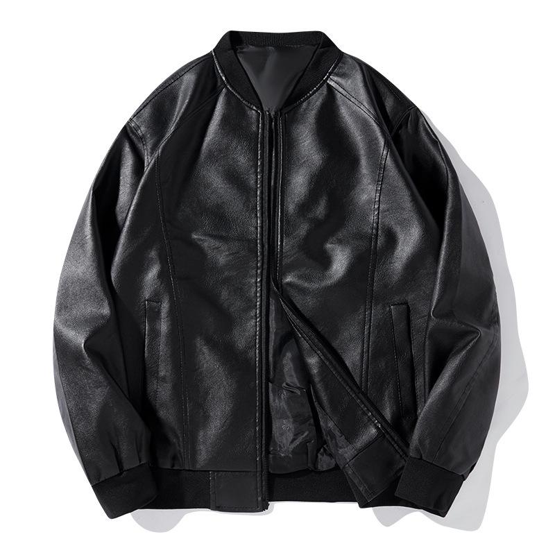 Men's Soft Leather Baseball Collar Jacket - Spring/Autumn Casual Wear for Middle-aged Dads