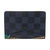 Louis Vuitton Graffiti Pattern Checkered Double Fold Design Coated Canvas Wallet Unisex Wallet Black M63508