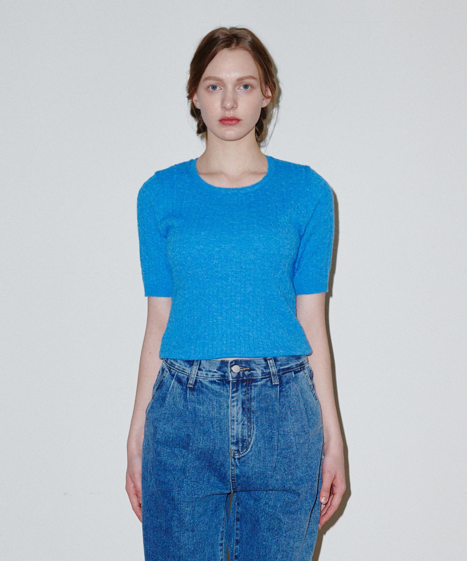 Belloel Cable Half Knit Blue Free