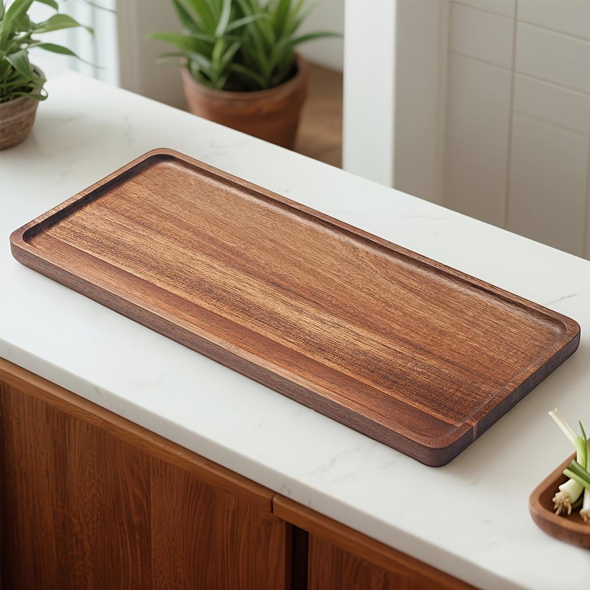 D5 Walnut Wood Serving Trays Long Charcuterie Boards Wood Snack Platter Rectangular Cookie Appetizer Plates Serving Cheese Board