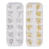 120Pieces 3D Nail Sticker Hollow Rivet Art Decoration DIY Geometric Metal Border Gold Round Square Design Accessories