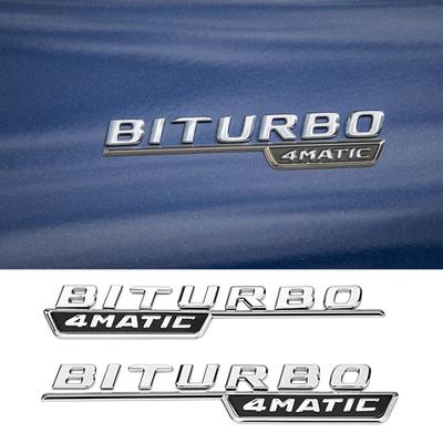 2pcs Car Front Fender BITURBO 4MATIC Logo Sticker Emblem Badge Decal Fit For A/M/G GLA GLC GLE GLS CLS GT E S Class Car Tuning Accessories
