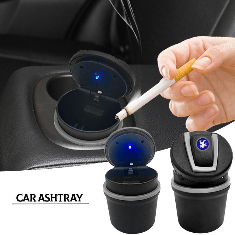 Portable LED Automatic Blue Light Indicator Ashtray Car Accessories For Peugeot 308 408 508 RCZ 208 3008 2008 206 207 108 406 407 408 206 207 306 307