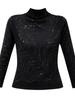 Autumn/Winter Heavy Drilling High Neck Long Sleeve Tummy Concealing Age-Reducing Top for Middle-Aged & Elderly Women