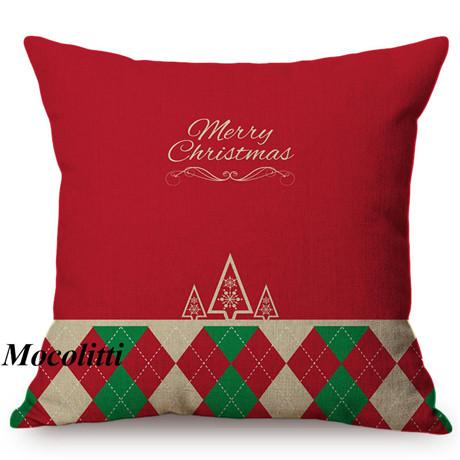 Happy Christmas Decoration Cushion Cover Cotton Linen Geometric Sofa Decorative Christmas Throw Pillow Case Cojines