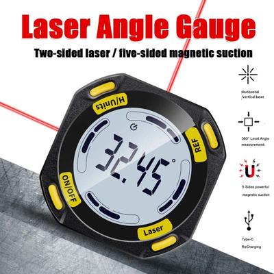 Rapporteur d'angle numérique laser, inclinomètre, 3 en 1, niveau laser, boîtier de charge de type C, mesureur d'angle, outils de mesure