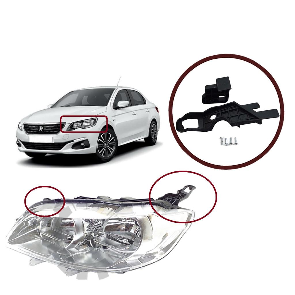 EHL518 Headlight Holder Mount Repair Bracket Tab Set Left Side for Peugeot 301 2012-2017 Pre-Facelift 9675139480