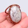 Oval Fossil Coral Stone Copper Eternity Promise Boho Electroformed Ring Jewelry V-59