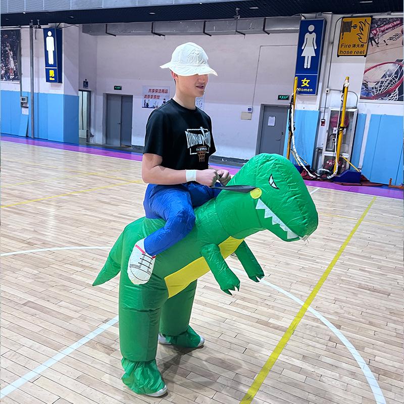 Надувной костюм динозавра для верховой езды, детский косплей, смешная игрушка, костюм для Хэллоуина, надувной динозавр, костюм для шоу Toddler (80-100cm)