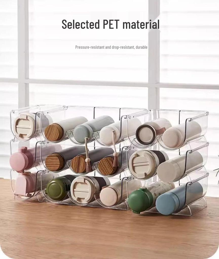 Multi-layer Transparent Desktop Cup Holder - Dustproof and Stackable for Cabinet Storage of Insulated Cups