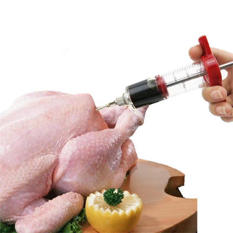 

30ml Acrylic+Stainless Steel Meat Marinade Syringe Turkey Seasoning Syringe Kitchen Cooking Tool (No FDA Certified,BPA-Free) Type A