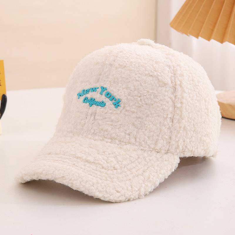 Children's Hat Korean Style Boys and Girls Lamb Velvet Warm and Cold Proof Duck Cap Autumn and Winter Cute Baby Baseball Cap Trend