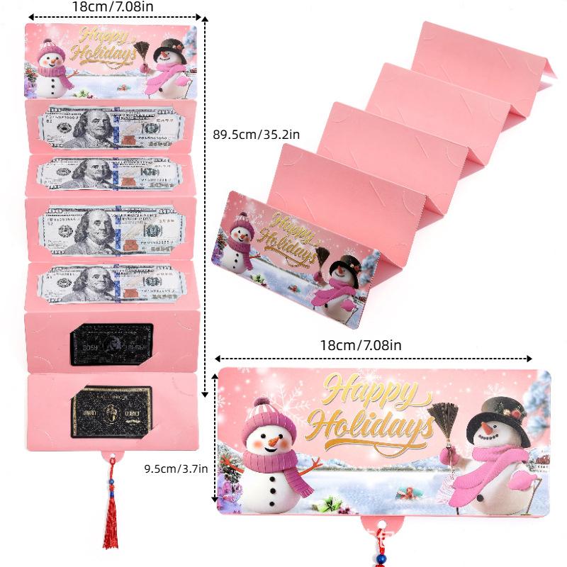 

Рождественская карта-конверт для банкнот с Санта-Клаусом Веселого Рождества Декор 2025 Navidad Natal Рождественская елка Карта-держатель для денег Новый год 2026 розовый