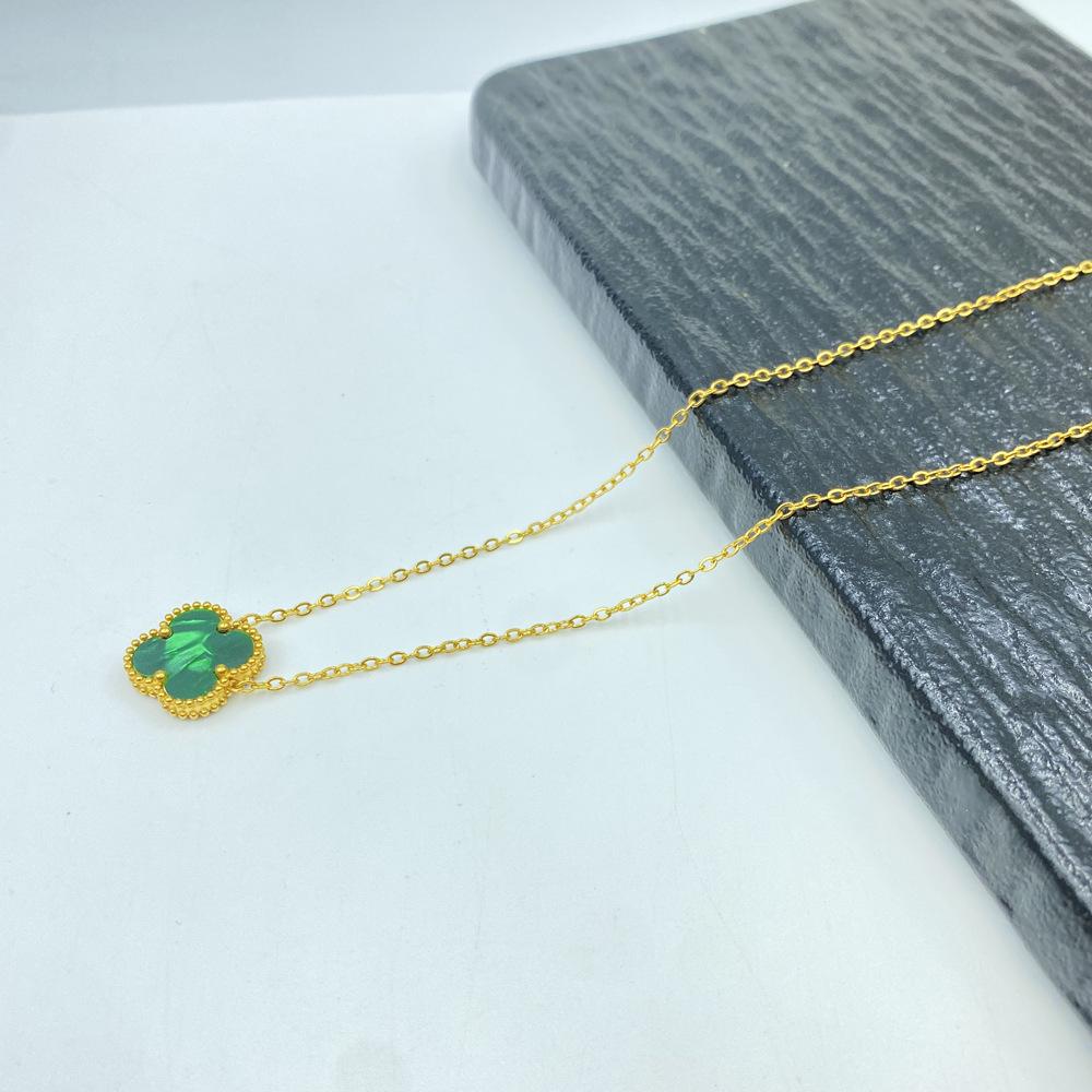 15MM Titanium Steel Four-Leaf Clover Necklace - Non-Fading, Fresh Forest Style