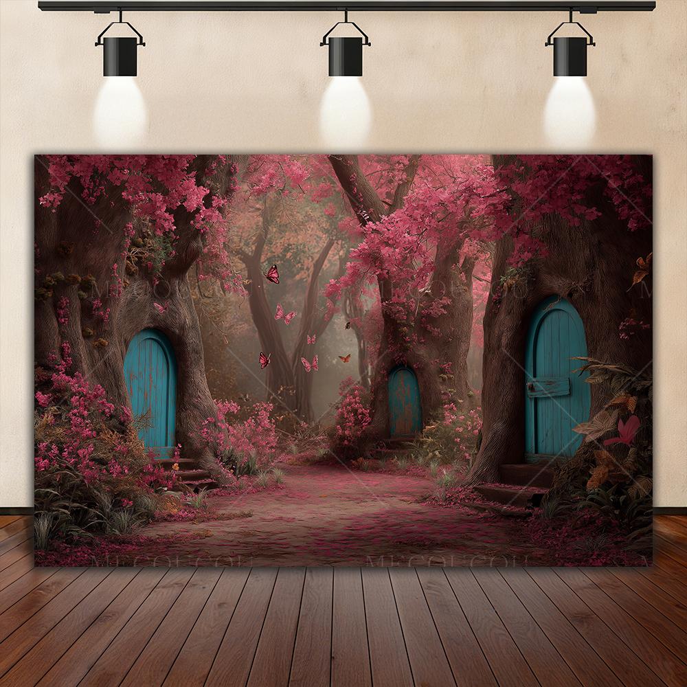 Dreamy Fairy Tale Forest Background, Natural Jungle Forest Wonderland Magic House, Children Birthday Party Photography Backdrop
