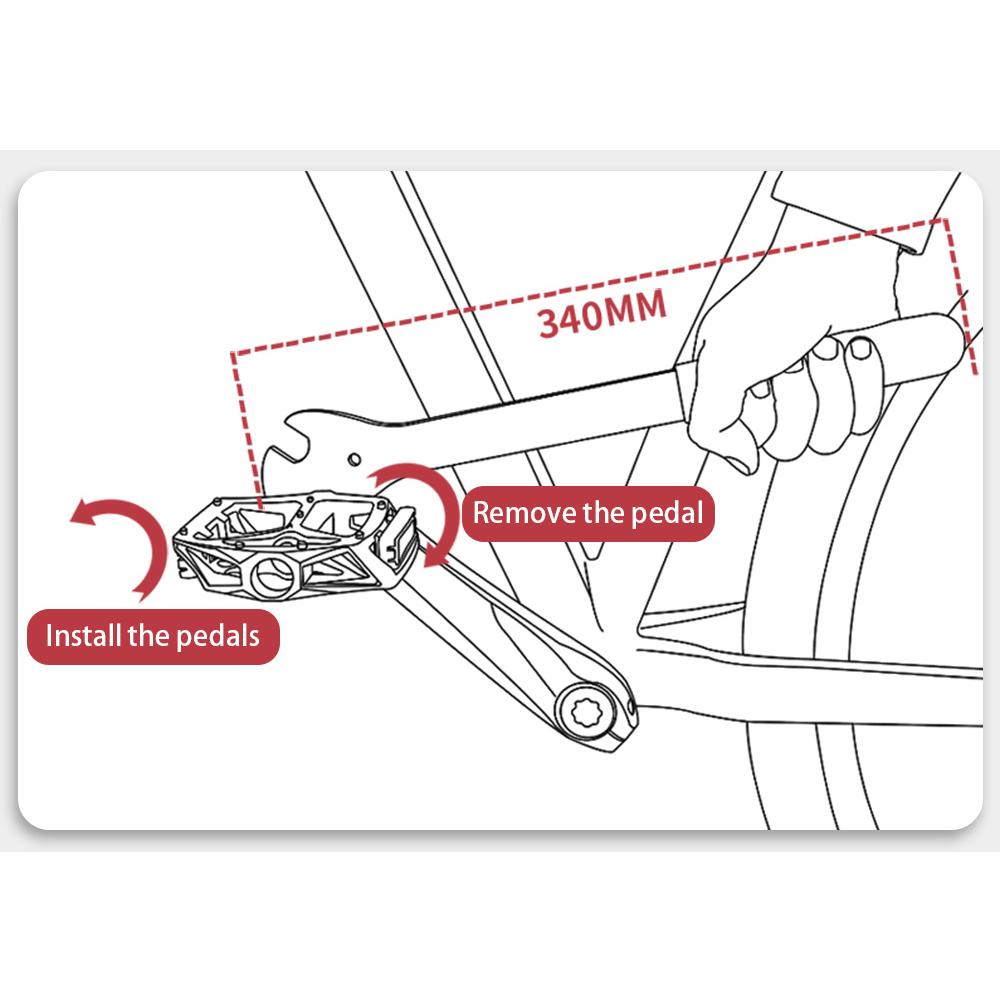 15mm Professional Bicycle Pedal Wrench Pedal Spanner With Long Handle Install Repair Tools For Mtb Road Bike