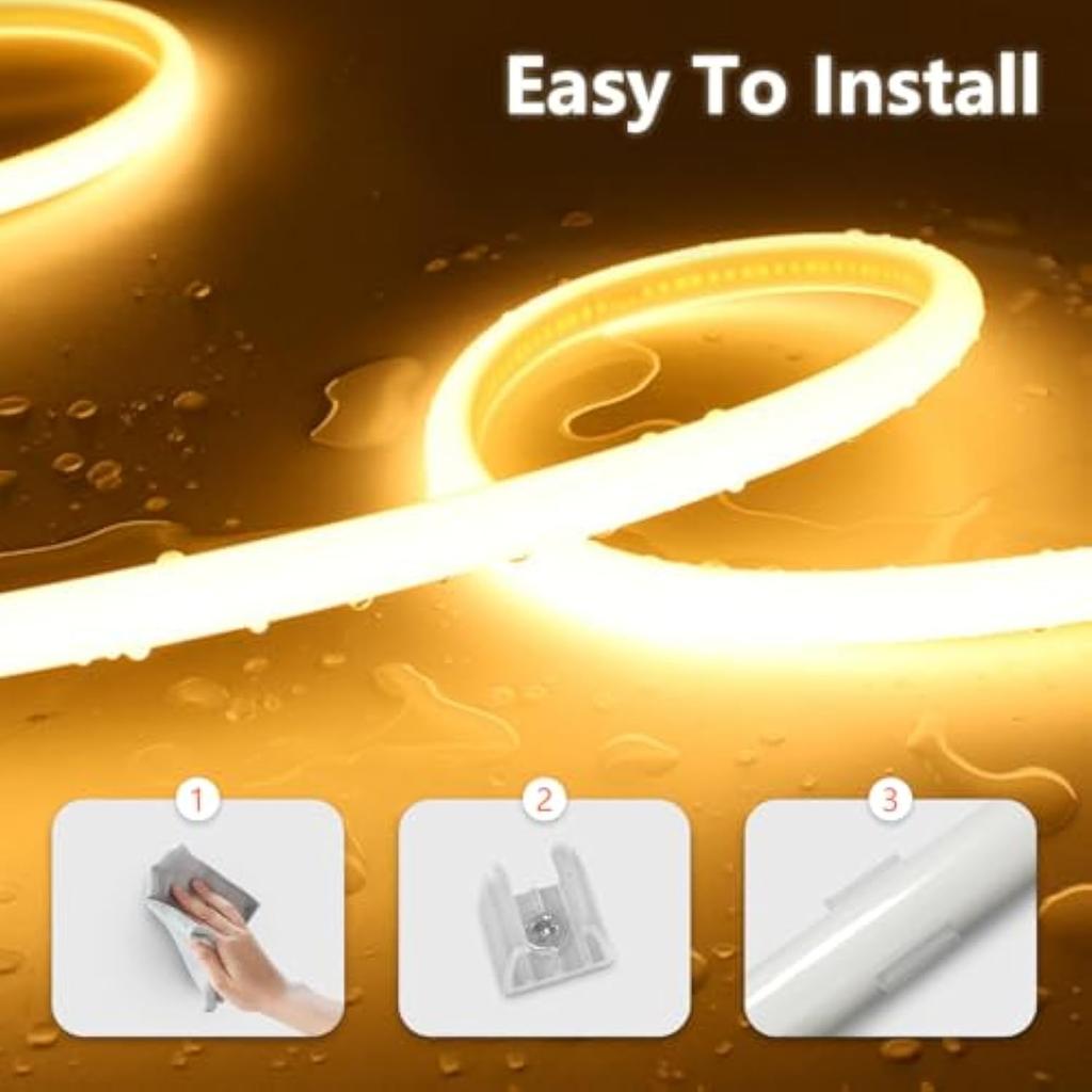 COB Neon LED Strip Silicone Outdoor Waterproof IP65  LED Strip Light 1M-10M LEDs Neon Strip Lights  220 V Flexible Light Strip with EU Power Supply