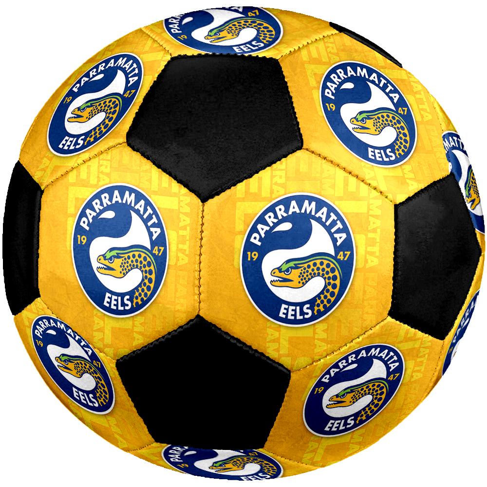 SIZE 5 Parramatta Eels Soccer Ball Colorful All Ages Machine Stitched PVC Competition Ready Durable High-Bounce