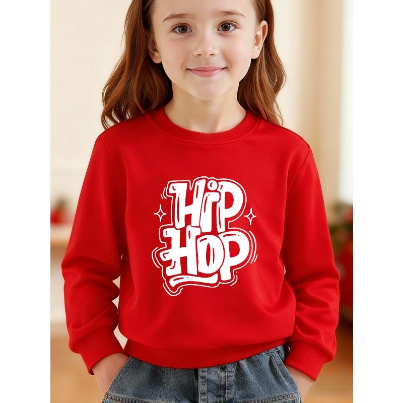 Cotton Kids Sweatshirt Winter Warm Hip Hop Graphic Sweatshirt - Casual Round Neck Sweatshirt for Outdoor Streetwear, Comfortable Fall/Winter Clothing