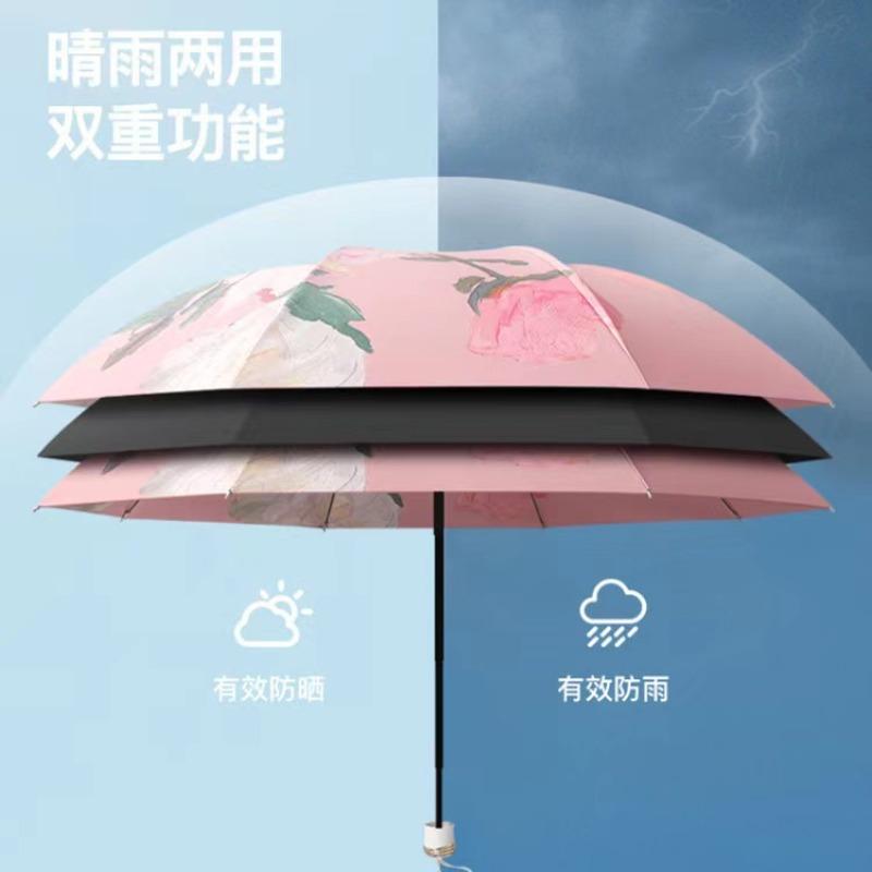 Umbrella Sun Umbrella Double Layer Umbrella Outdoor Parasol Ladies Premium Folding Umbrella Sunscreen Rain Protection Dual-purpose Umbrella